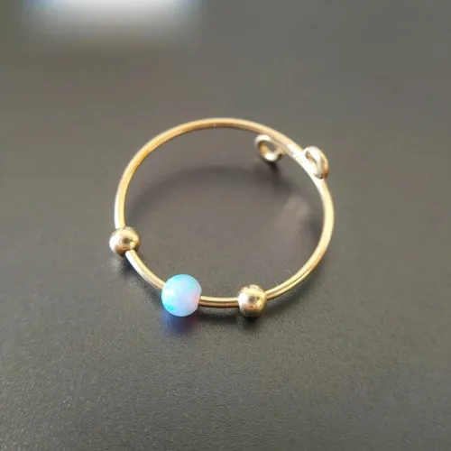 Miniatura 4 de Anillo de ansiedad anti estrés oro alivio del estrés Fidget preocupación anillo ajustable ópalo azul anillo giratorio chapado en oro