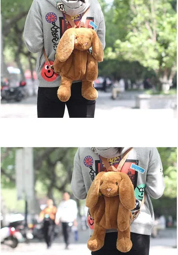 Miniatura 4 de Kmiunty Linda mochila de peluche con correas ajustables para niñas, Marrón, Viajar