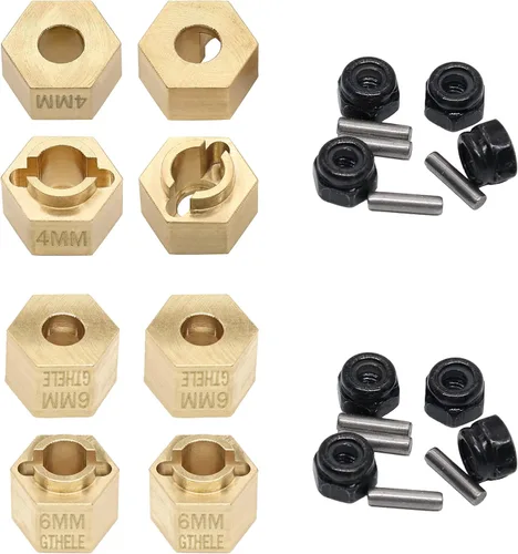 Miniatura 6 de Juego de adaptadores de extensores de cubo hexagonal de rueda de latón para 1/18 TRX4M piezas de actualización RC Crawler Car