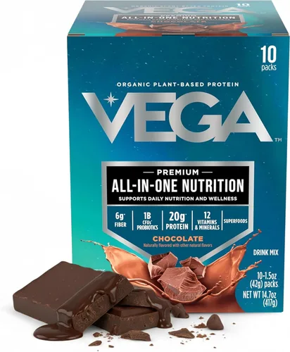 Miniatura 20 de Vega Todo en Uno Nutrición Orgánica - 20 g de proteína de guisante a base de plantas, vainilla francesa, 43 porciones, vitaminas A y C, probióticos