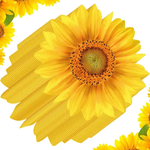 Teling Paquete de 100 manteles individuales desechables de papel de girasol de 13 pulgadas, manteles individuales de mesa de verano para novia, baby