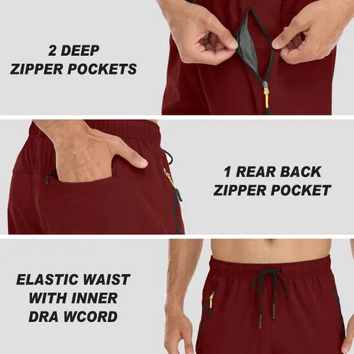 Miniatura 59 de Rapoo Pantalones ligeros para hombre con bolsillos con cremallera, secado rápido, pantalones deportivos de viaje para entrenamiento