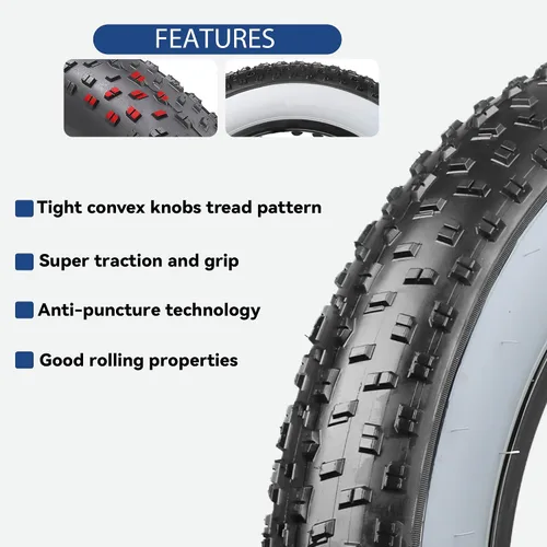 Miniatura 4 de Neumático de Reemplazo para Bicicleta de Llanas Anchas Hycline: Neumáticos Plegables MTB de Alto Rendimiento y Resistente al Desgaste de 26 x 4
