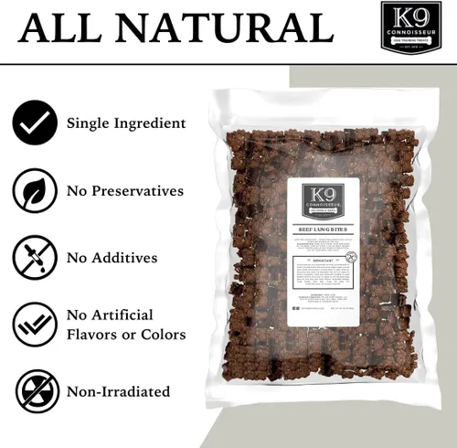 Miniatura 2 de K9 Connoisseur Golosinas de pulmón de res para perros de entrenamiento, todo natural y magro, hecho en Estados Unidos, ingrediente único, golosinas