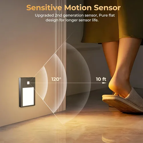 Miniatura 4 de VST Luces nocturnas con sensor de movimiento, luces de escalera recargables con instalación de succión magnética para interiores, dormitorio, Negro