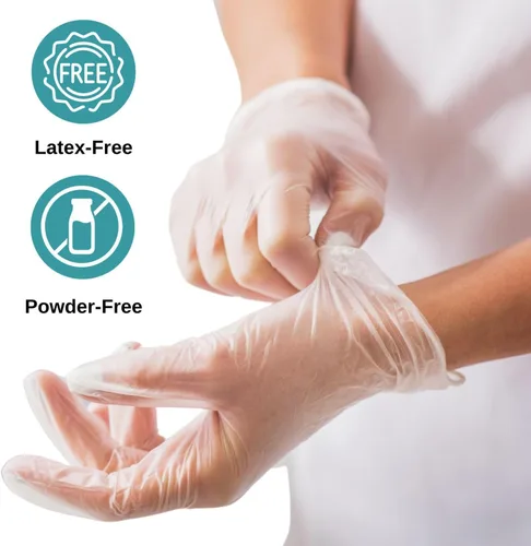 Miniatura 3 de HCS - Guantes de vinilo transparente, desechables, sin látex, sin polvo, guantes desechables de vinilo, cocina, preparación de alimentos, limpieza