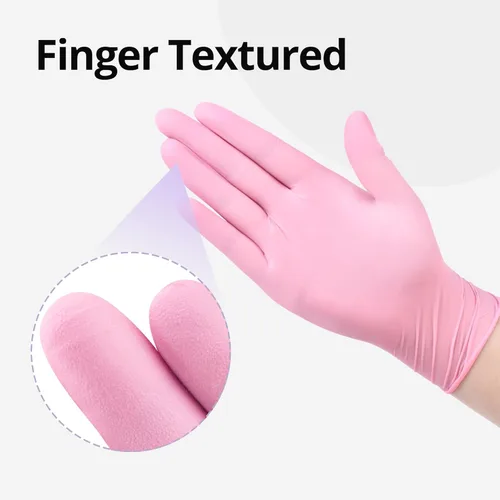 Miniatura 5 de Guantes de nitrilo para examen SwiftGrip, 4 mil, Flor de cerezo, guantes aptos para alimentos, desechables, libres de látex y polvo