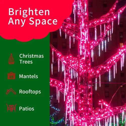 Miniatura 4 de Ultra-brillantes luces de Navidad rosa mini de 100L 19.6 pies, cadena de luces incandescentes UL listadas, se conectan de extremo a extremo, juego