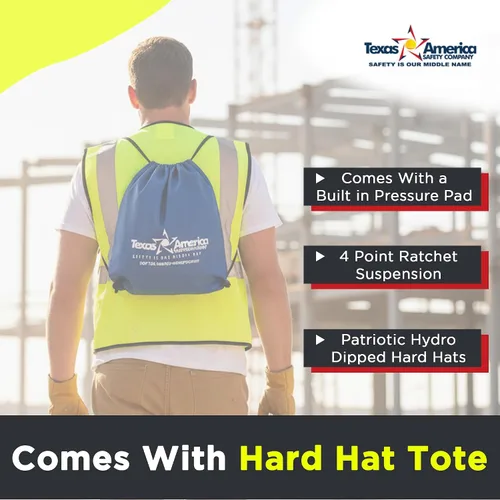 Miniatura 9 de Texas America Safety Company Casco de seguridad con visera completa, diseño patriótico hidroimpreso, con suspensión de 4 puntos y bolsa