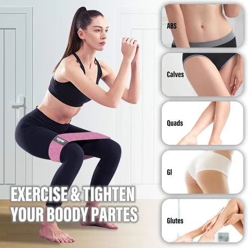 Miniatura 2 de Bandas de resistencia de tela para entrenar, 5 niveles de bandas de glúteos para mujeres y hombres, bandas de tela para ejercicio, bandas
