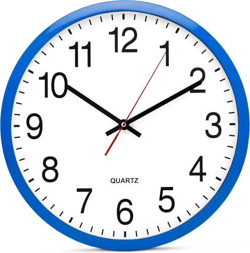 Miniatura 6 de Bernhard Products - Reloj de cuarzo de pared rojo, silencioso, sin tictac, 12 pulgadas, a pila, redondo, fácil de leer