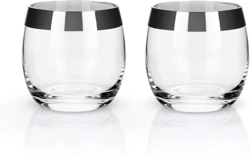 Miniatura 7 de Viski Irving - Juego de 2 vasos de cristal de cristal transparente de alta calidad con borde dorado, cristalería de cóctel con borde dorado