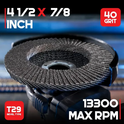 Miniatura 2 de EZARC Discos de solapa de 4-1/2 pulgadas para amoladora angular, paquete de 50 discos de lijado de solapa, abrasivos de óxido de aluminio tipo 29