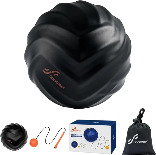 Miniatura 8 de Sportneer Bola de lacrosse de masaje con cuerda, masajeador de tejido profundo para liberación miofascial de espalda, terapia de punto de activación