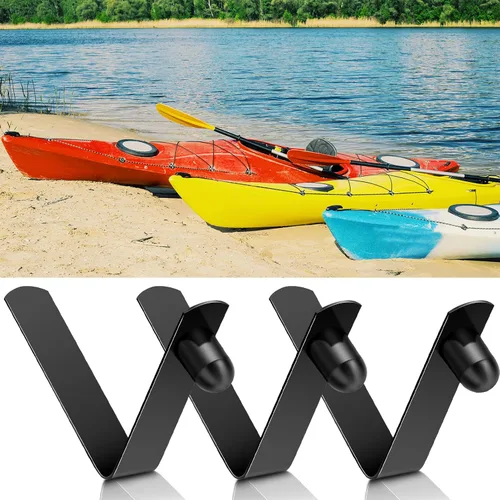 Miniatura 6 de Moxweyeni 8 clips de resorte con botón de presión, clips de poste de tienda de campaña de acero inoxidable, clips de resorte de remo para kayak