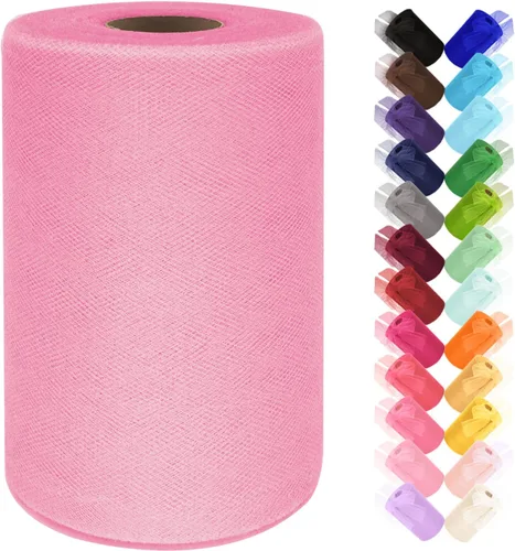 Miniatura 34 de Rollo de tela de tul de 6 pulgadas por 100 yardas (300 pies) cinta de tul malla transparente para bricolaje, falda tutú, envoltura de regalos, boda