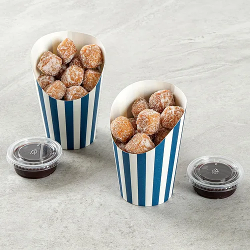 Miniatura 3 de Restaurantware Bio Tek - Recipientes de papas fritas de 12 onzas, 100 tazas desechables de charcutería, diseño inclinado, redondo, a rayas