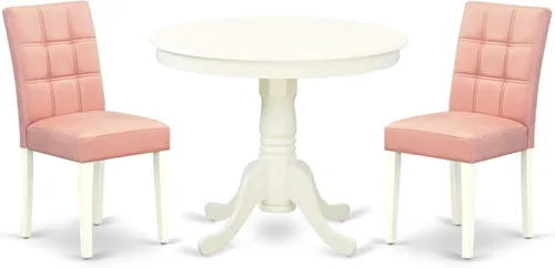 Miniatura 23 de East West Furniture ANAS3-AWA-08 Juego de mesa de comedor de cocina de 3 piezas contiene una mesa moderna y 2 sillas de comedor tapizadas de tela