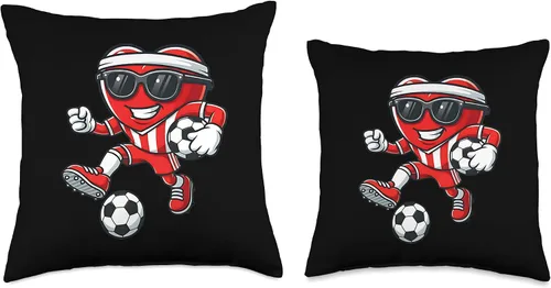 Miniatura 3 de Cute Soccer Boy – Funny Football Throw Pillow