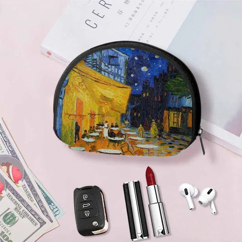 Miniatura 4 de IBILIU Monedero pequeño para cafetería, terraza en la noche, mini monedero, monedero, monedero, monedero, monedero, monedero, monedero para mujeres
