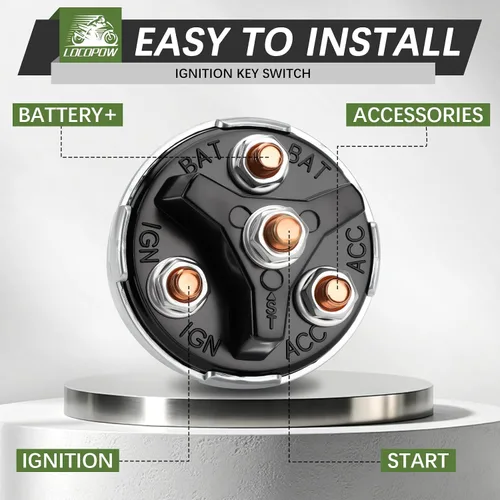 Miniatura 3 de LOCOPOW Interruptor de llave de encendido, interruptor de encendido universal de 4 posiciones, 12 V, apto para automóvil, carretilla elevadora
