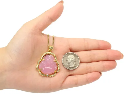 Miniatura 8 de Collar de llamativo de buena suerte, Dije de lujo de circonia cúbica con cadena chapada en oro de 18 quilates, Regalo de joyería refinada de collar