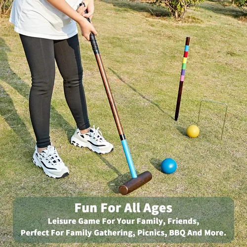 Miniatura 6 de SpexDarxs Juego de croquet para seis jugadores, juego de croquetas de 35 pulgadas con mazos de madera de primera calidad, bolas