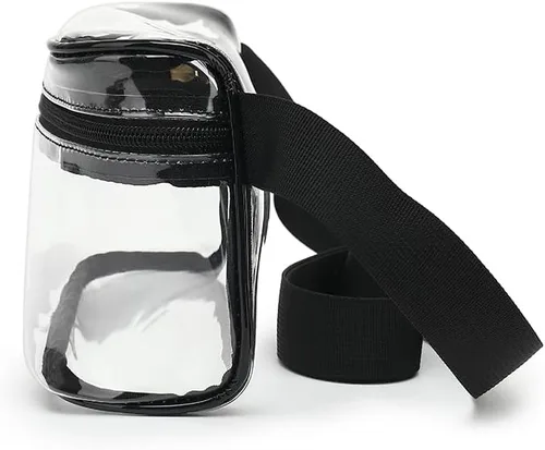 Miniatura 5 de Riñonera transparente para mujer, impermeable, pequeña, transparente, con correa ajustable, bolsa transparente aprobada para estadios, Negro 2