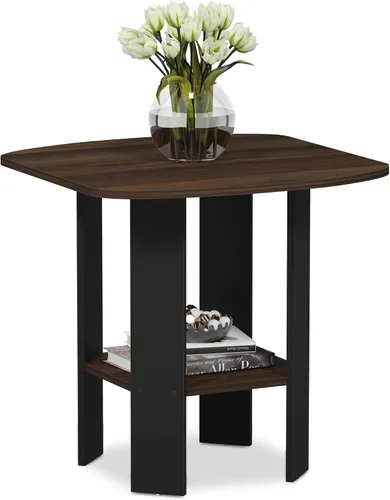 Miniatura 5 de Furinno - Juego de 2 mesas auxiliares de diseño simple, color nogal Columbia/negro