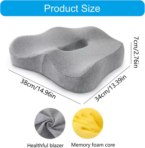 Miniatura 2 de Cojín de asiento de espuma viscoelástica, cojines ergonómicos de espuma viscoelástica grandes, para silla de oficina, asientos de automóvil, avión