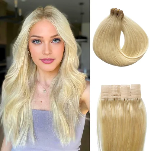 Miniatura 10 de Extensiones de cabello con cinta, 22 pulgadas, extensiones de cabello humano real color negro azabache, 1.76 oz, 20 unidades, extensiones de cabello