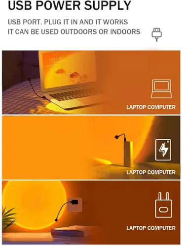 Miniatura 5 de EIUY Lámpara de puesta de sol, proyector de luz de puesta de sol LED de proyección de luz de noche de 360 grados de rotación romántica arco iris luz