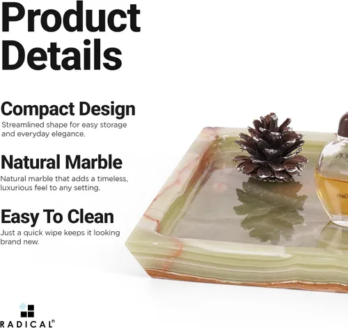 Miniatura 5 de Radicaln Bandeja rectangular de mármol de 12 pulgadas hecha a mano verde para decoración de cocina, bandeja ideal para baño y mesa auxiliar, plato