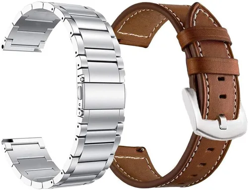 Miniatura 10 de Vivoactive 6/5/3 - Correas de reloj para hombres y mujeres, 0.787 pulgadas de repuesto de metal + cuero compatibles con Garmin Venu/Venu Sq/Venu 2