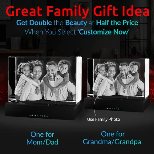 Miniatura 2 de ArtPix - Foto 3D de cristal de alta calidad, regalos para papá, mujeres, esposa, ella, abuelo, gran regalo personalizado con tu propia foto, grabado