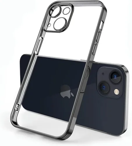 Miniatura 2 de ZEZHOU Funda transparente compatible con iPhone 13 mini con cubierta para cámara, borde galvanizado no amarillo, carcasa de silicona mejorada a