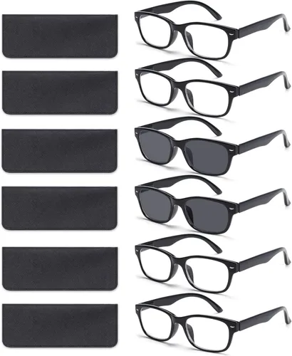 Miniatura 8 de BLOEXCLU Paquete de 6 lentes de lectura para mujeres y hombres, bloqueo de luz azul, bisagra de resorte, lectores de computadora, antifatiga