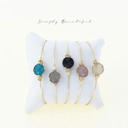 Miniatura 5 de NTLX Pulsera chapada en oro para mujer Elegante diseño dorado Pulsera Druzy Gran regalo