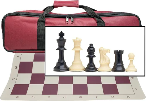 Miniatura 8 de WE Games Juego de ajedrez de viaje para torneos en azul eléctrico, tablero de ajedrez de vinilo enrollable de 20 pulgadas, 34 piezas de ajedrez