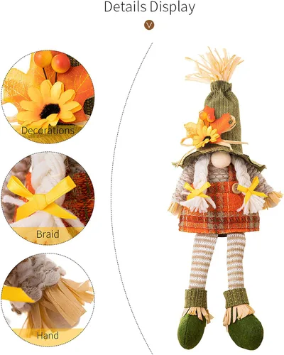Miniatura 6 de Gnomos de otoño de Acción de Gracias con cosecha de enanos de elfo sueco, decoraciones de otoño para el hogar, mesa de baño, interiores, decoración