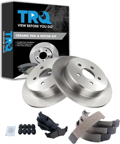 Miniatura 79 de TRQ Kit de pastillas de freno y rotor Posi trasero premium con zapatas de estacionamiento para camión GM SUV