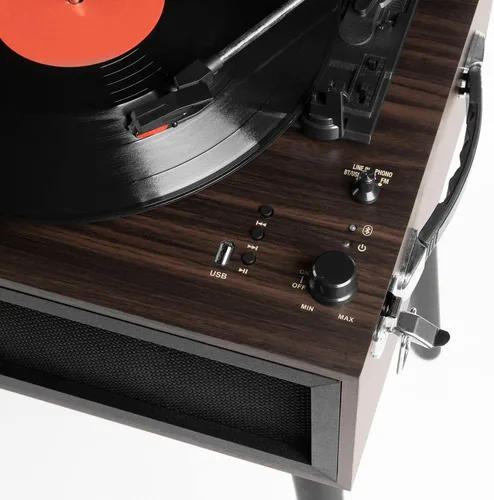 Miniatura 12 de Victrola Liberty – Reproductor de discos Bluetooth – Giradiscos 5-en-1 con transmisión de vinilos, radio FM, reproducción USB, altavoces integrados