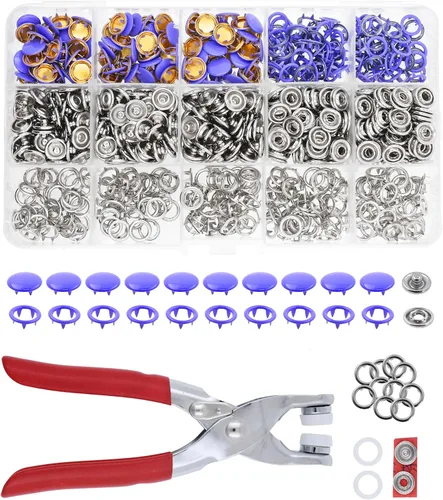 Miniatura 20 de Kit de botón de presión de metal Mandala Crafts - Botones a presión y herramienta de cierre a presión - Cierres coloridos de 9.5mm para coser, ropa