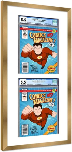 Miniatura 75 de Marco de cómic con paspartú para 8 CGC, CBCS o PGX Graded Comics - Marco de cómic blanco para cómics de 8.125 x 13 pulgadas Marco blanco