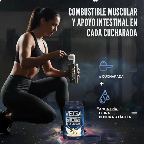 Miniatura 6 de Vega Sport proteína en polvo vegana + recuperación - 30g de proteína a base de plantas por porción, vainilla, 20 porciones, 5g de BCAA, probióticos