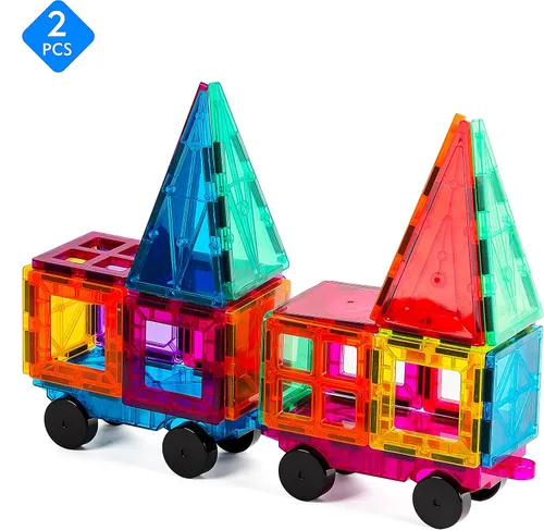 Miniatura 6 de Juego de azulejos magnéticos para automóvil, camión de juguete con imanes más fuertes, autos educativos con enganche reforzado y cama larga