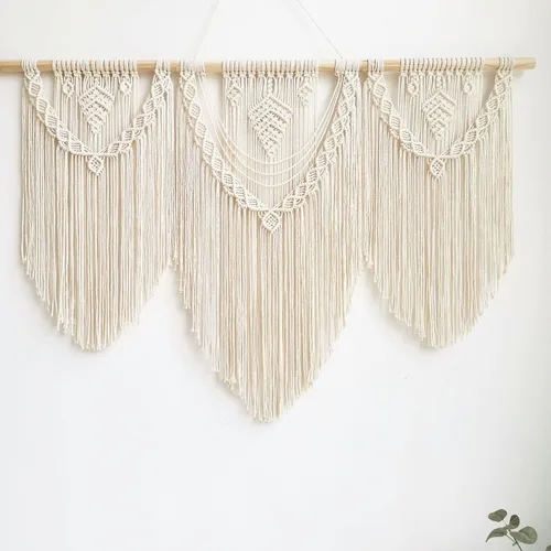 guzhiou Tapiz grande de macramé para colgar en la pared, tapiz bohemio para decoración de pared, elegante tapiz bohemio hecho a mano, decoración del