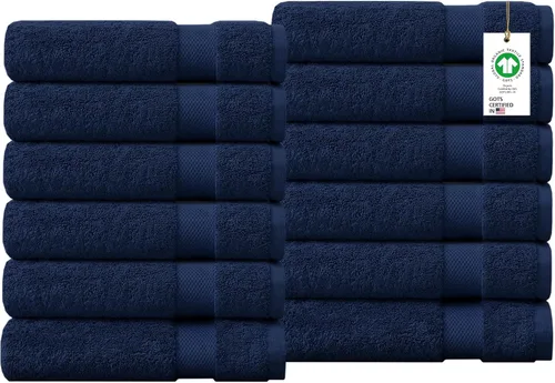 Miniatura 66 de Toallas 100% algodón orgánico de 22.93 oz/m² de felpa al tacto de secado rápido, paquete de 12 toallas de lavado de algodón orgánico, certificado
