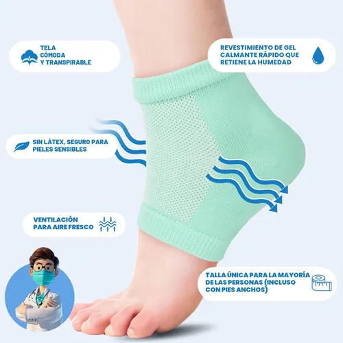 Miniatura 5 de TEAWOO - 6 pares de calcetines hidratantes para talones, calcetines sin dedos con gel para hidratación y reparación de pies secos y agrietados