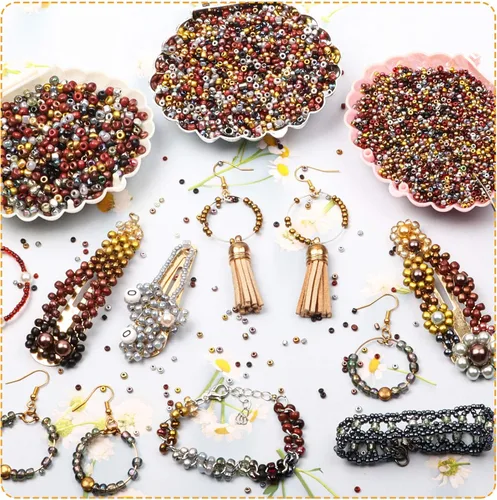Miniatura 7 de Abalorios de semilla Yholin hechos de cristal a granel, colores metálicos acabado mate
